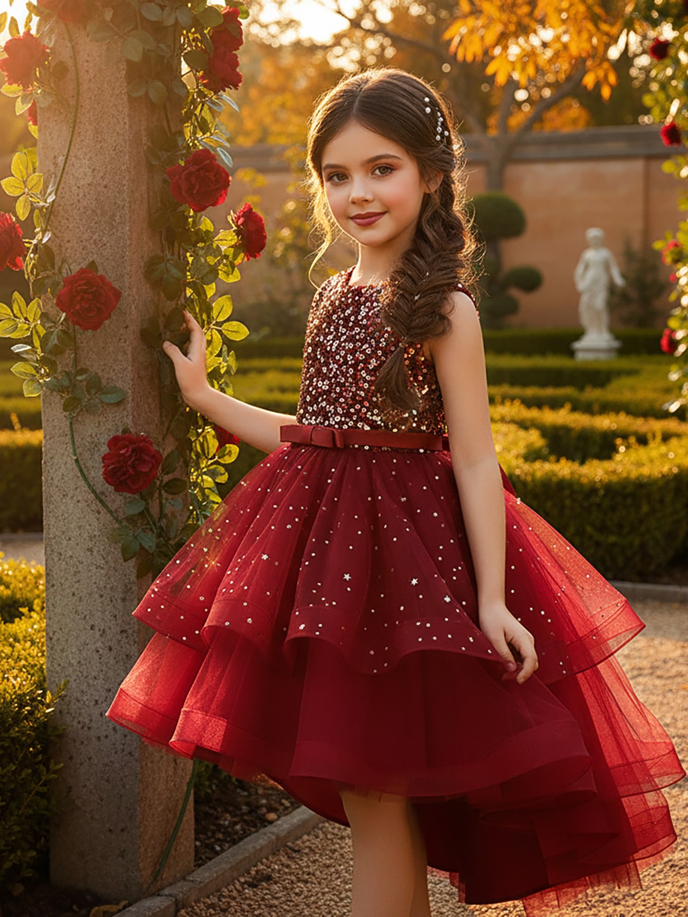 Baby Clothing For Girls - Baby Girl Princess Floral Sequins Dress