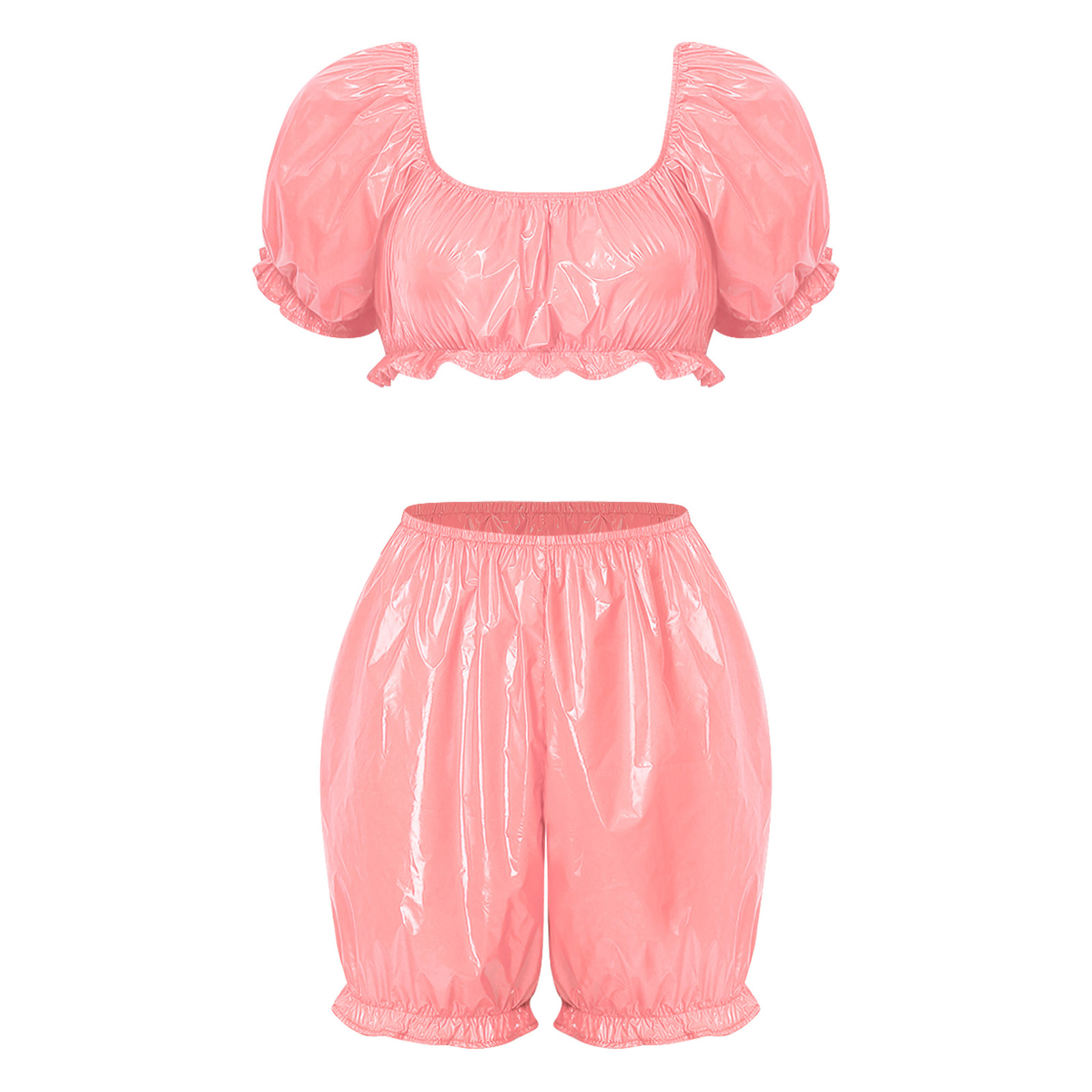 Womens Wet Look PU Leather Clu - Summer Short Set review and price